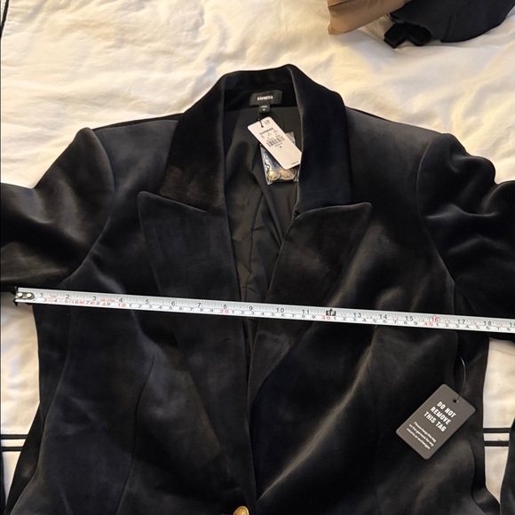 Express Black Velvet Single-Button Blazer - Picture 8 of 11